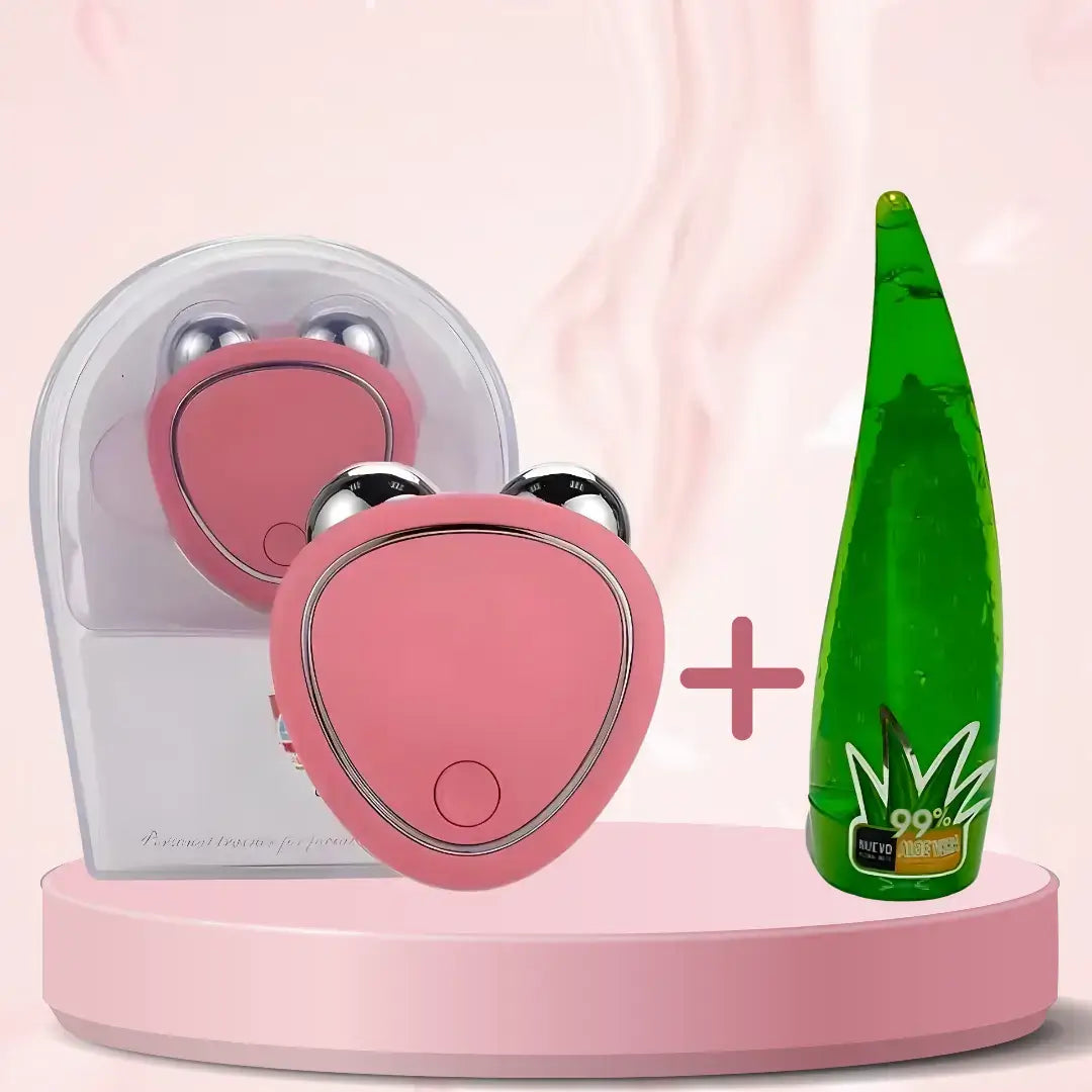 Masajeador facial de microcorriente + gel de aloe vera x 1 und