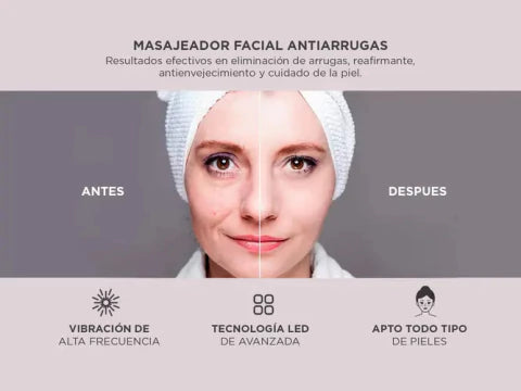 PULSEDLIGHT- MASAJEADOR FACIAL LED PARA CARA, PAPADA Y CUELLO (ARRUGAS Y ACNÉ)